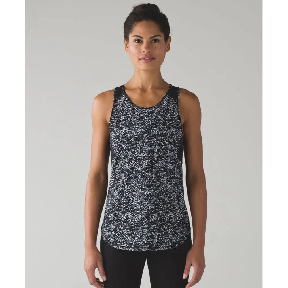 LULULEMON Women's Sculpt Tank II Black Floral Spritz Multi Mesh Panel Size 4 $58